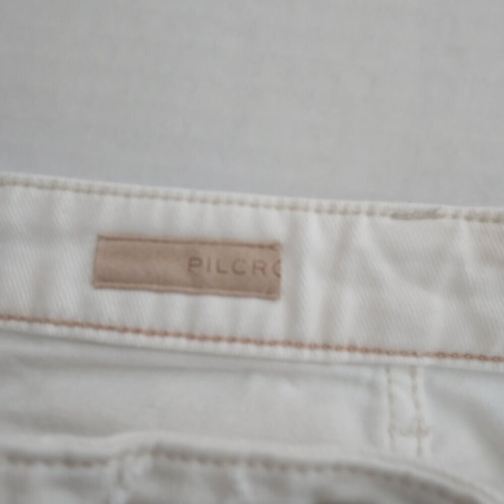 Pilcro Anthropologie Distressed White Slim Boyfriend Jeans Size 28P - Picture 12 of 13